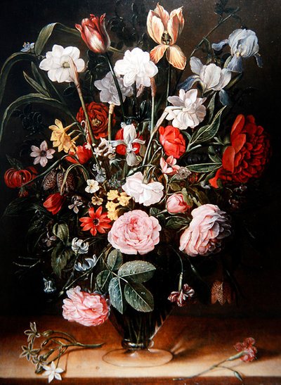 Martwa natura z tulipanów i zawilców (olej na panelu) autorstwa Isaac Soreau
