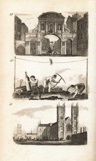 Temple Bar, Paviors i Opactwo Westminsterskie autorstwa Isaac Taylor