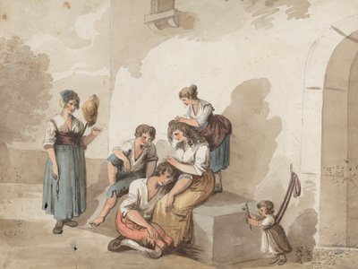 „Po Pinnelli” (grupa chłopów przed domem) autorstwa Isaac Weld