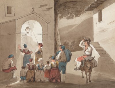 Według Pinnellego - Grupa chłopów przed kościołem autorstwa Isaac Weld