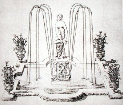 Projekt fontanny z „Ogrodów Wilton”, ok. 1645 (rycina) autorstwa Isaac de Caus