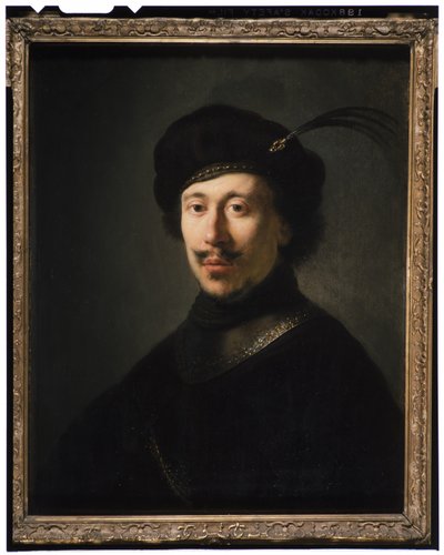 Młody mężczyzna w ryngrafie i czapce z pióropuszem, ok. 1630 r. autorstwa Isaac de Jouderville