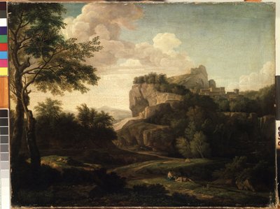 Obraz „Pejzaż” Izaaka de Moucherona (1667-1744) XVIII-wieczne Muzeum Sztuk Pięknych Mikalojus Konstantinas Ciurlionis, Kowno, Litwa autorstwa Isaac de Moucheron