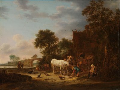 Wiejska karczma z koniem przy korycie autorstwa Isaac van Ostade
