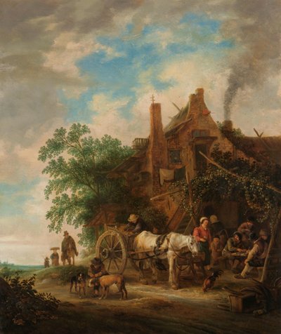 Wiejska karczma z koniem i wozem autorstwa Isaac van Ostade