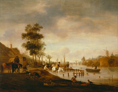 Krajobraz rzeki z pływakami autorstwa Isaac van Ostade