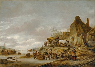 Kanał gele z wózkiem jadącym po torze ... autorstwa Isaack Jansz van Ostade