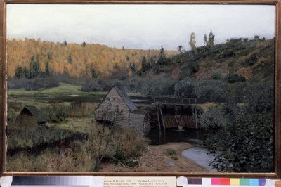 Spadek. Młyn. Plios (Rosja) (jesień. Młyn. Plyos). Obraz Izaaka (Izaaka) Iljicza Lewitana (1860-1900), olej na płótnie autorstwa Isaak Ilyich Levitan