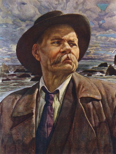 Portret rosyjskiego autora Maxima Gorkiego (kolor lito) autorstwa Isaak Israilevich (after) Brodsky