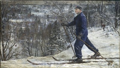 Kliment Woroszyłow (1881-1969) narciarz - Kliment Woroszyłow na wycieczce narciarskiej - Isaak Izrailevich Brodsky (1884-1939). olej na płótnie autorstwa Isaak Israilevich Brodsky