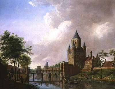 Widok na Kleine Houtpoort, Haarlem autorstwa Isaac Ouwater