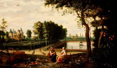 Vertumnus i Pomona (panel) autorstwa Isaak van Oosten