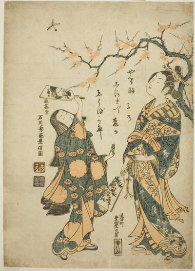 Battledore i lotka autorstwa Ishikawa Toyonobu