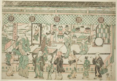 Sklep Sanogawa Ichimatsu autorstwa Ishikawa Toyonobu