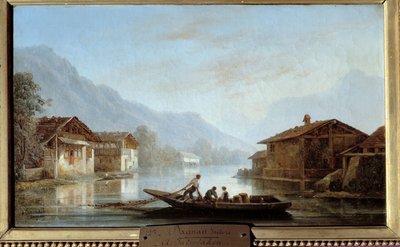 Szwajcarscy rybacy w Interlaken. Obraz Isidore Dagnana (1794 - 1873) autorstwa Isidore Dagnan