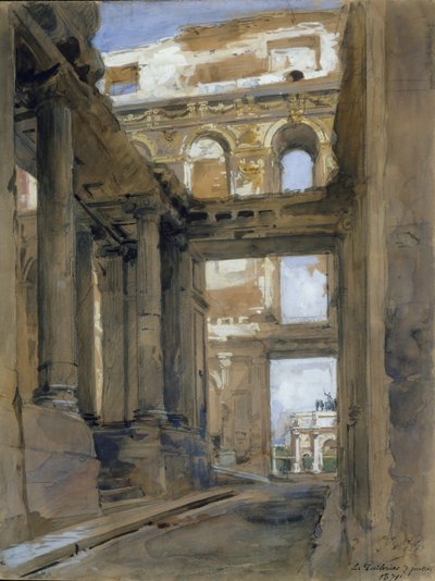 Ruiny Pałacu Tuileries, XIX wiek. autorstwa Isidore Pils