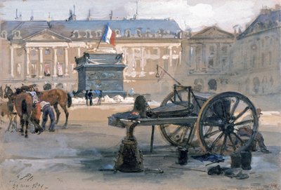 Upadek kolumny Vendome, 29 maja 1871 (akwarela na papierze) autorstwa Isidore Pils