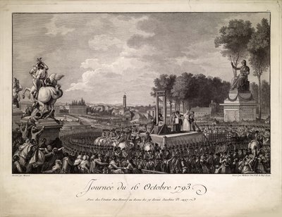 Dzień 16 października 1793 Egzekucja Marii Antoniny 16 października 1793, ok. godz. 1795. autorstwa Isidore Stanislas Helman