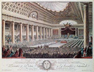 Otwarcie Stanów Generalnych w Wersalu w 1789, rycina Helmanna, Rewolucja Francuska, Francja autorstwa Isidore Stanislas Helman