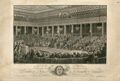 Noc 4 sierpnia 1789 w Zgromadzeniu Narodowym 1790. autorstwa Isidore Stanislas Helman