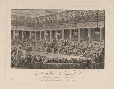 Noc 4 sierpnia 1789 w Zgromadzeniu Narodowym, 1790 autorstwa Isidore Stanislas Helman