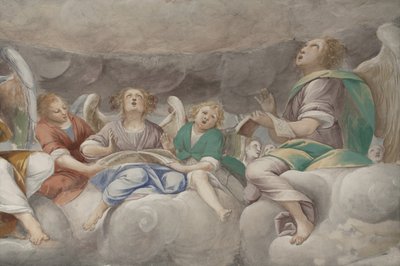 Anioły, muzykujące anioły i putta, fragment Raju z wiecznym Ojcem, ok. 1623-34 (detal 3496185) autorstwa Isidoro Bianchi