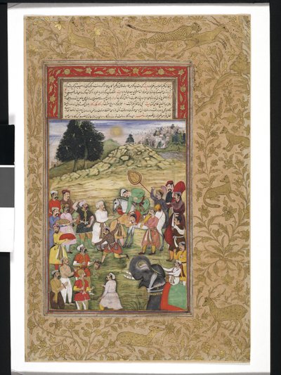 Akbar na koniu odbiera hołd autorstwa Islamic School