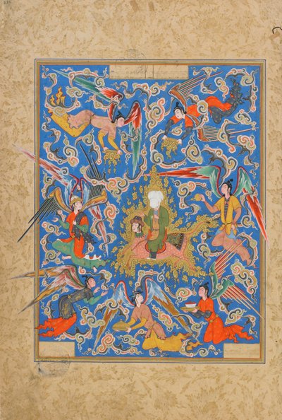 Folio z Haft Awrang (Siedem tronów) autorstwa Jami (zm.1492) prawdopodobnie Maszad, Khurasan, Iran, okres Safawidów, 1556-65 (nieprzezroczysta akwarela, tusz i złoto na papierze autorstwa Islamic School