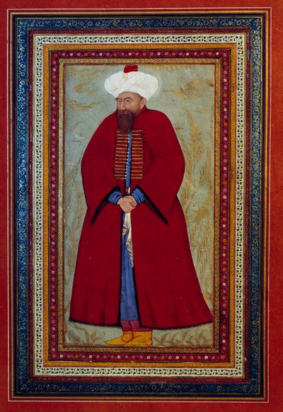 Sztuka islamu: portret osmańskiego sułtana Mehmeta (lub Mehmeda lub Mohammeda) Celebi I (1389-1421). Miniatura około 1550 r. Paryż, Luwr autorstwa Islamic School