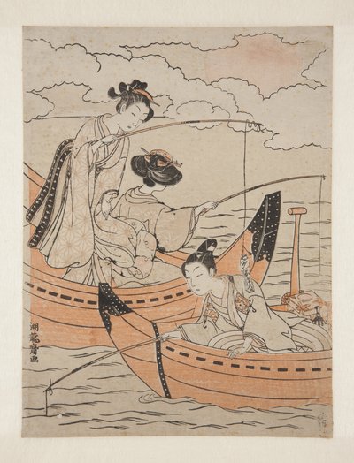 Boats of Love (Koi no fune) (kolorowy drzeworyt) autorstwa Isoda Koryusai