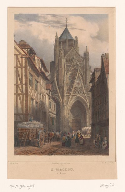 Widok kościoła Saint-Maclou w Rouen St. Maclou à Rouen (tytuł na obiekcie) Twarze we Francji (tytuł serii) La France (tytuł serii) autorstwa Isodore Laurent Deroy