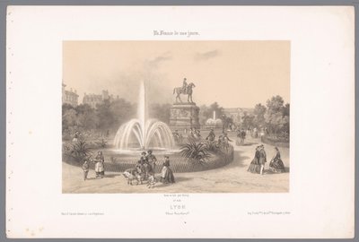 Zicht op de Place Napoleon te Lyon Lyon. Umieść Napoleona (tytuł na obiekcie) Hedendaags Frankrijk (tytuł serii) Francja dzisiaj (tytuł serii na obiekcie) autorstwa Isodore Laurent Deroy