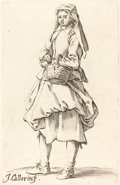Wieśniaczka z koszem, zwrócona w lewo autorstwa Israel Henriet after Jacques Callot