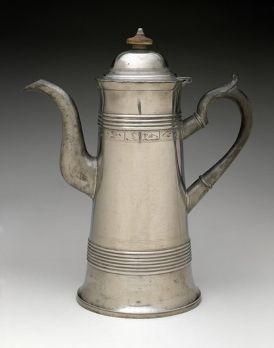 Czajnik, ok. 1820-1840 (cyna, drewno) autorstwa Israel Trask