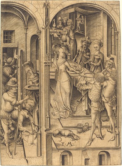 Ścięcie św. Jana Chrzciciela, c. 1480. autorstwa Israhel van Meckenem