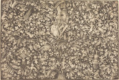 Ozdobny panel z dwojgiem kochanków, ok. 1900 r. 14901500. autorstwa Israhel van Meckenem