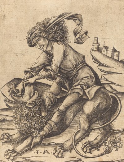 Samson i lew, c. 1475. autorstwa Israhel van Meckenem