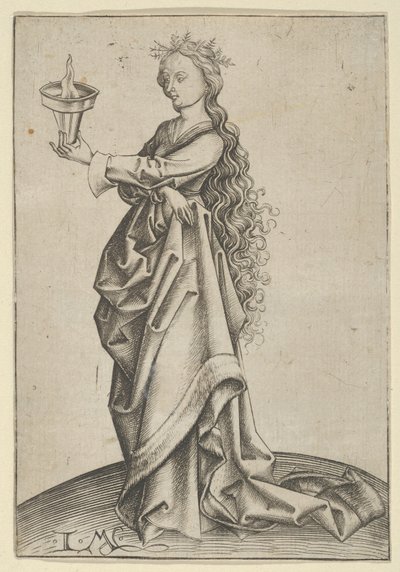 Trzecia Mądra Dziewica, ca. 1450-1503. autorstwa Israhel van Meckenem