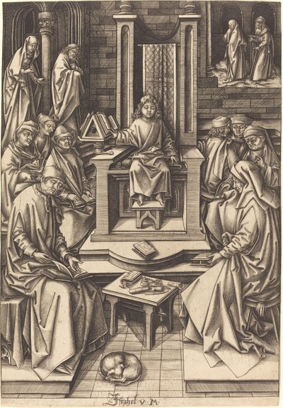 Chrystus wśród lekarzy autorstwa Israhel van Meckenem after Hans Holbein the Elder