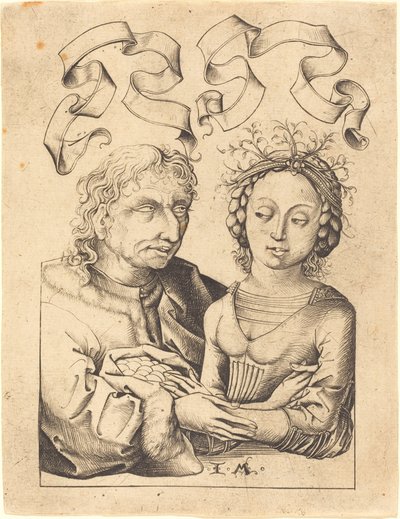 Głupi starzec i młoda dziewczyna autorstwa Israhel van Meckenem after Master of the Housebook