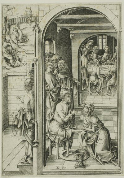 Chrystus umywa nogi apostołom autorstwa Israhel van Meckenem the younger