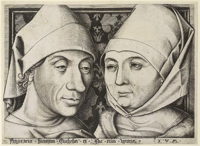 Autoportret z żoną Idą, ok. godz. 1490 autorstwa Israhel van Meckenem the younger