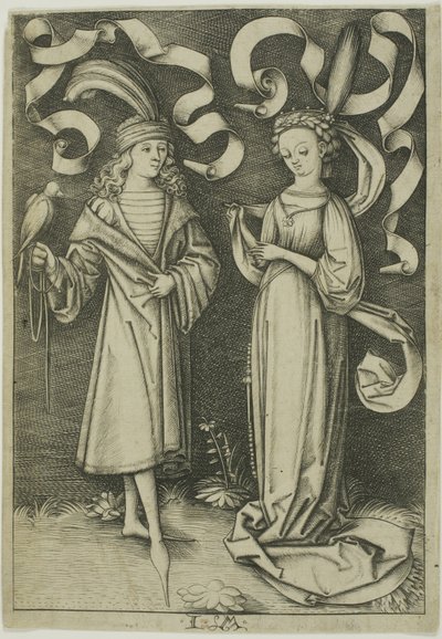 Sokolnik i dama autorstwa Israhel van Meckenem the younger