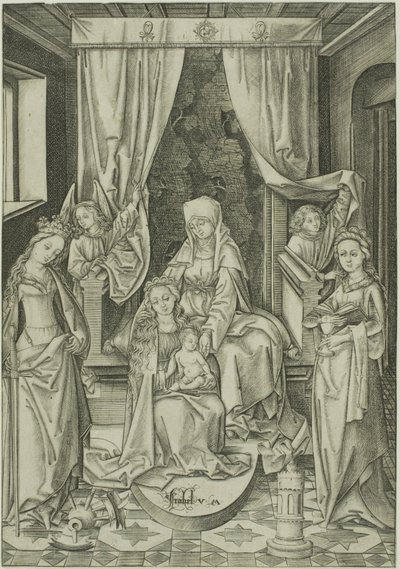 Madonna ze świętą Anną, świętą Katarzyną i świętą Barbarą autorstwa Israhel van Meckenem the younger