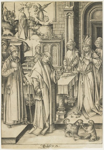 Arcykapłan odrzucający ofiarę Joachima, 1490-1500 autorstwa Israhel van Meckenem the younger