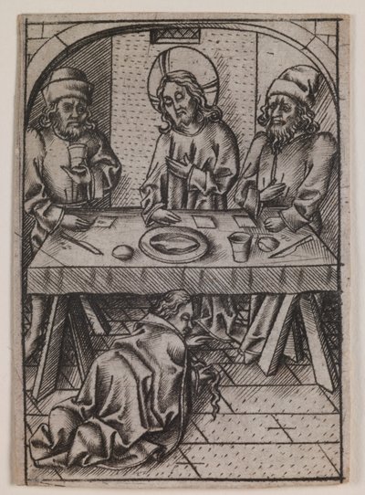 Maria Magdalena obmywająca stopy Chrystusa, ok. 1500 r. (rycina) autorstwa Israhel van the younger Meckenem