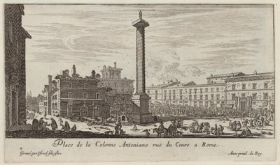 Place de la Colonne Antoniane rue du Cours w Rzymie autorstwa Israël Silvestre