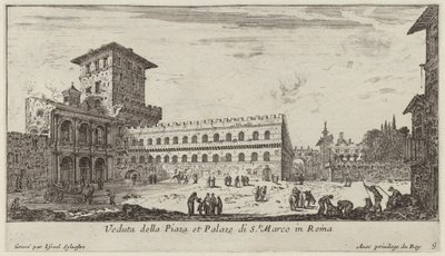 Widok na Piazza i Palazzo di San. Marco w Rzymie autorstwa Israël Silvestre