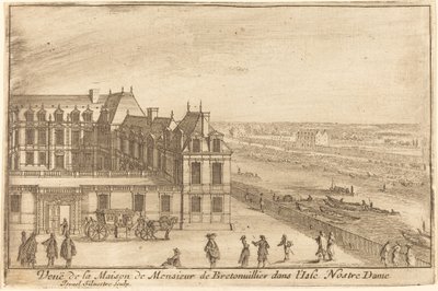 Widok Domu Monsieur de Bretonuiller na Isle Nostre Dame autorstwa Israël Silvestre