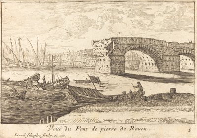 Widok na kamienny most Rouen autorstwa Israël Silvestre